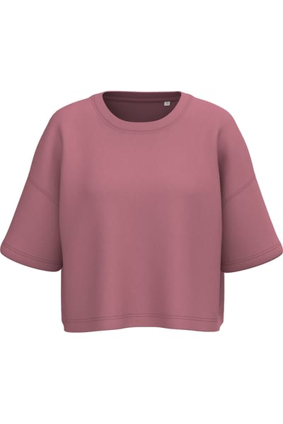 Damen Cropped-Sweatshirt mit kurzen Ärmeln und Rundhalsausschnitt
