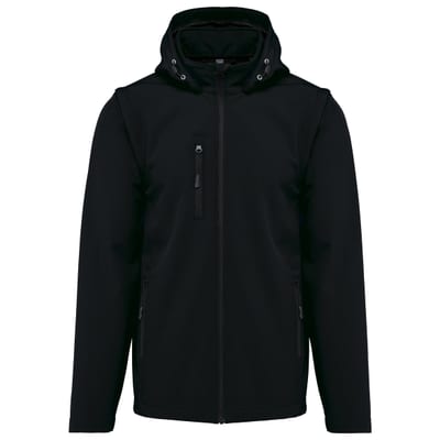 3-lagige Unisex-Softshell-Jacke mit Kapuze und abnehmbaren Ärmeln