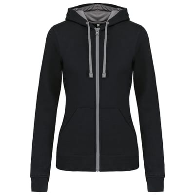 DAMEN-KAPUZENSWEATSHIRT BICOLOR mit Reißverschluss