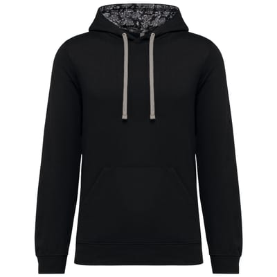 Unisex-Kapuzensweatshirt mit kontrastfarbener Kapuze und Motiven