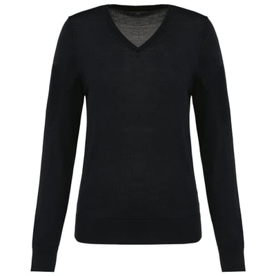 Merino-Damenpullover mit V-Ausschnitt