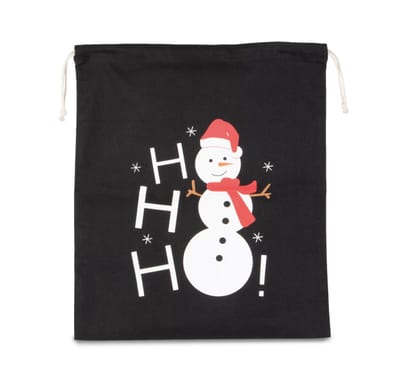 Baumwolltasche mit Kordelzug und Schneemannmotiv