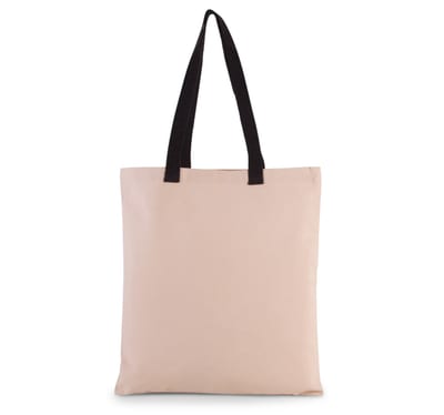 Flache Shoppingtasche aus Tuch mit kontrastfarbenem Griff