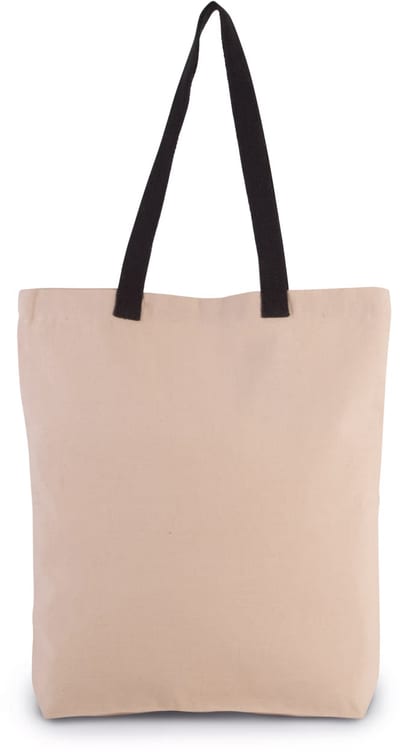 Shoppingtasche mit Seitenfalte und kontrastfarbenem Griff