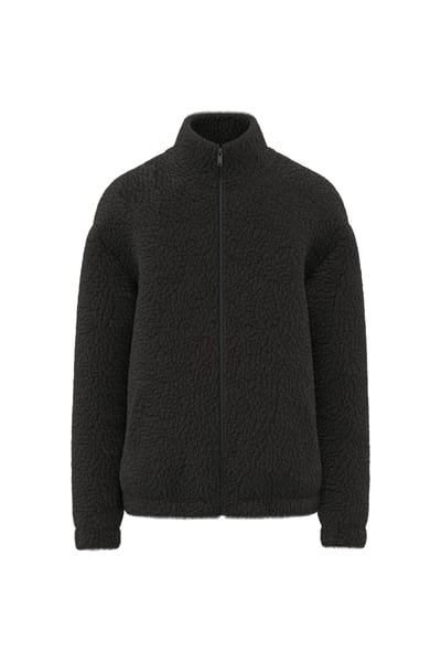 Unisex-Sweatshirt aus Sherpa mit Reißverschluss und überschnittenen Schultern