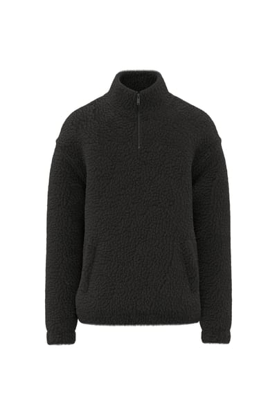 Unisex-Sweatshirt mit 1/4-Reißverschluss und überschnittenen Schultern aus Sherpa-Material