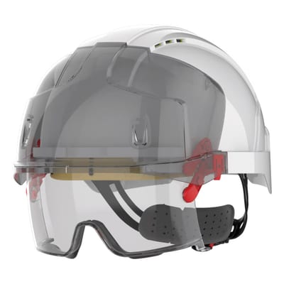 Sicherheitshelm EVO® VISTAlens™ Mikrovisier, belüftet, mit integrierter Überbrille, beschlagfrei, kratzfest KN